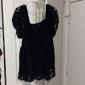 torrid Black Lace Puff-Sleeve Tunic Top